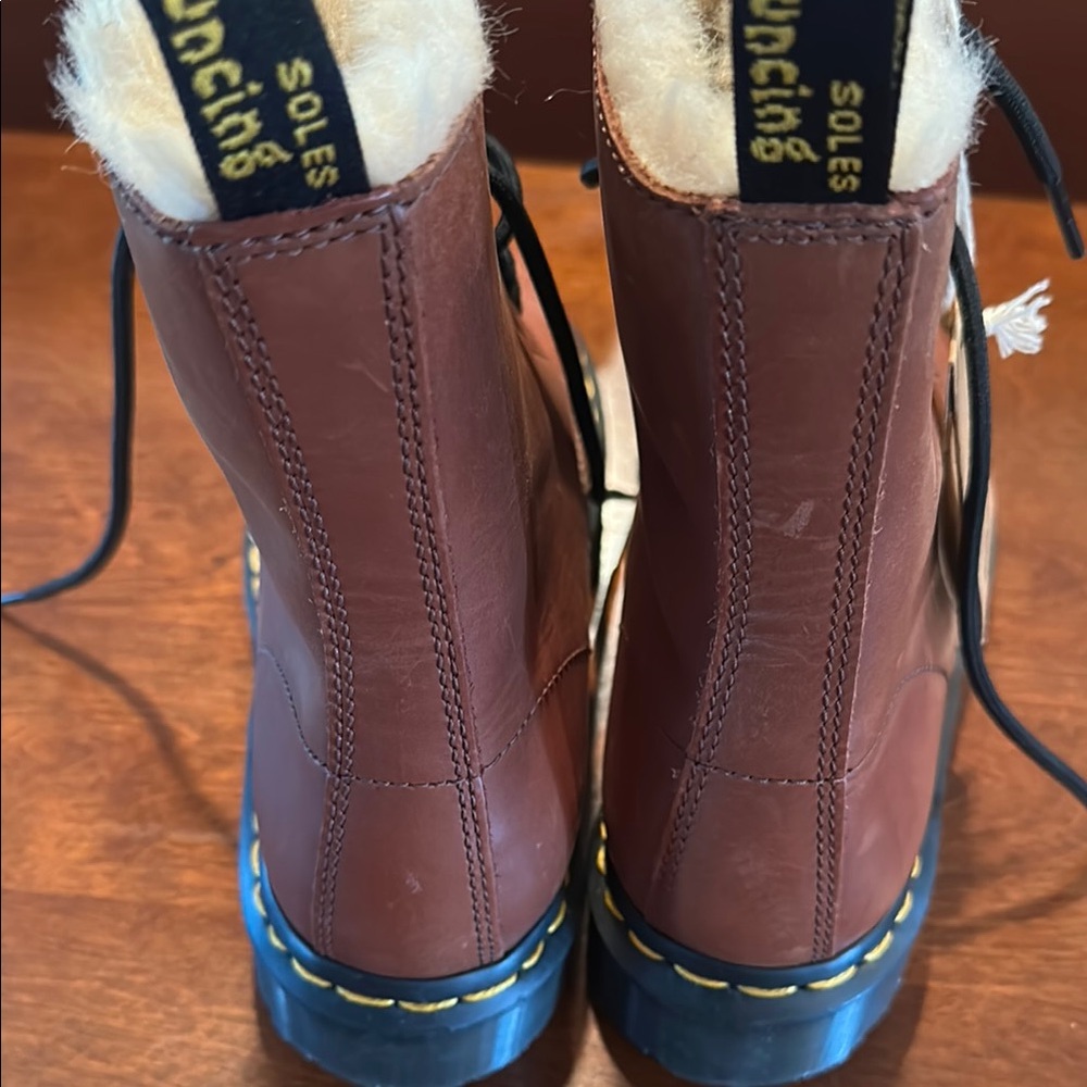 Dr. Martens Brown Leather Combat Boots with Air-Cushioned Sole - Picture 8 of 13